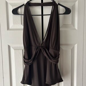 Express Chocolate Brown Body Contour Top